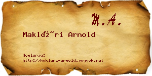 Maklári Arnold névjegykártya