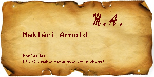 Maklári Arnold névjegykártya